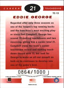 1999 Leaf Rookies & Stars - Touchdown Club #TC-13 Eddie George Back