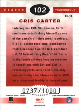 1999 Leaf Rookies & Stars - Touchdown Club #TC-14 Cris Carter Back