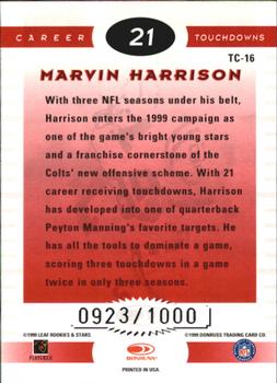 1999 Leaf Rookies & Stars - Touchdown Club #TC-16 Marvin Harrison Back