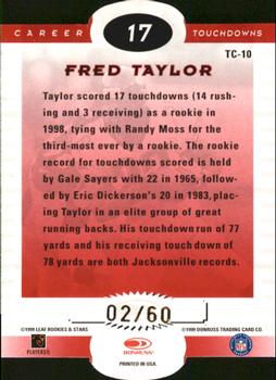 1999 Leaf Rookies & Stars - Touchdown Club Die Cuts #TC-10 Fred Taylor Back