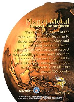 1999 SkyBox Metal Universe - Planet Metal #14 PM Randall Cunningham Back
