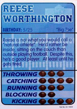1999 Pacific Backyard Football #NNO Reese Worthington Back