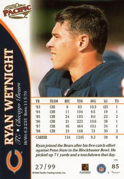 1999 Pacific - Copper #85 Ryan Wetnight Back