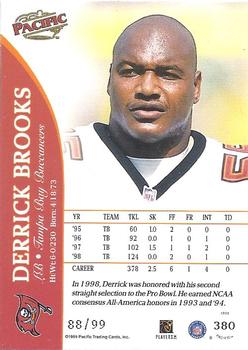 1999 Pacific - Copper #380 Derrick Brooks Back