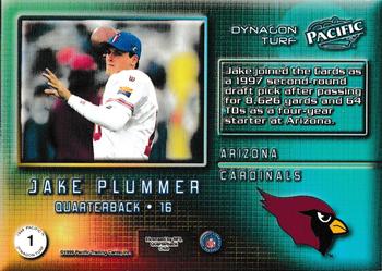 1999 Pacific - Dynagon Turf #1 Jake Plummer Back