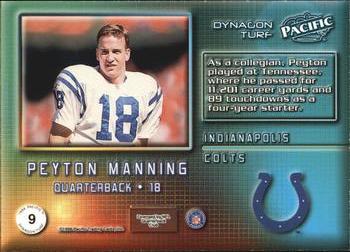 1999 Pacific - Dynagon Turf #9 Peyton Manning Back