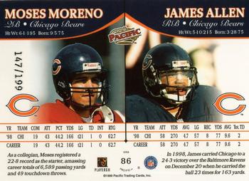 1999 Pacific - Gold #86 James Allen / Moses Moreno Back