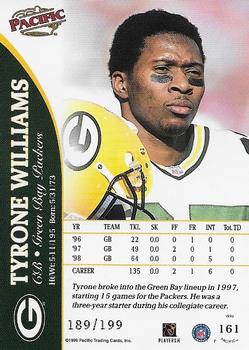 1999 Pacific - Gold #161 Tyrone Williams Back