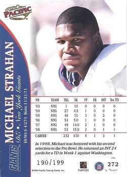 1999 Pacific - Gold #272 Michael Strahan Back