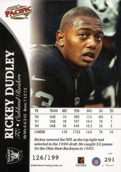 1999 Pacific - Gold #291 Rickey Dudley Back
