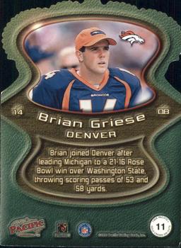 1999 Pacific - Gold Crown Die Cuts #11 Brian Griese Back