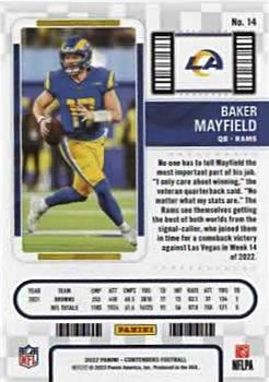 2022 Panini Contenders #14 Baker Mayfield Back