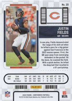 2022 Panini Contenders #20 Justin Fields Back