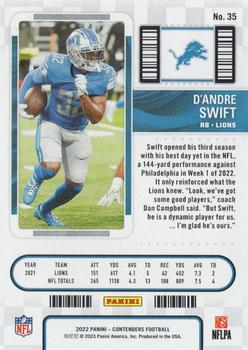 2022 Panini Contenders #35 D'Andre Swift Back