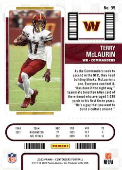 2022 Panini Contenders #99 Terry McLaurin Back