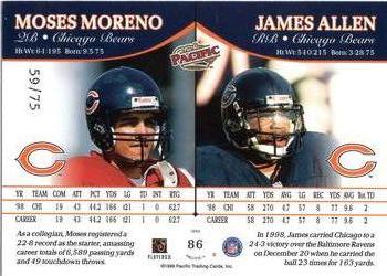 1999 Pacific - Platinum Blue #86 James Allen / Moses Moreno Back