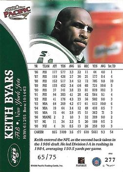 1999 Pacific - Platinum Blue #277 Keith Byars Back