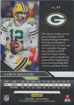 2022 Panini Limited #43 Aaron Rodgers Back