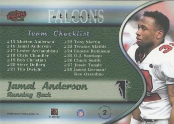 1999 Pacific - Team Checklists #2 Jamal Anderson Back