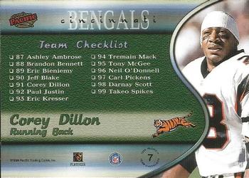 1999 Pacific - Team Checklists #7 Corey Dillon Back