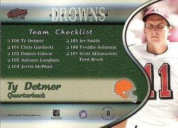1999 Pacific - Team Checklists #8 Ty Detmer Back