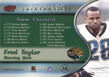 1999 Pacific - Team Checklists #14 Fred Taylor Back