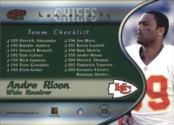 1999 Pacific - Team Checklists #15 Andre Rison Back