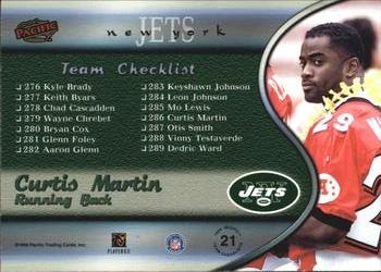 1999 Pacific - Team Checklists #21 Curtis Martin Back