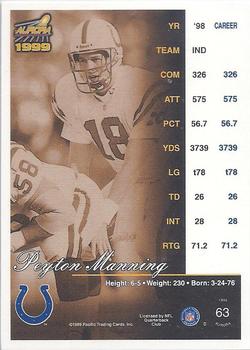 1999 Pacific Aurora - Pinstripes #63 Peyton Manning Back