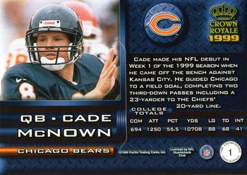 1999 Pacific Crown Royale - Card-Supial #1 Cade McNown Back