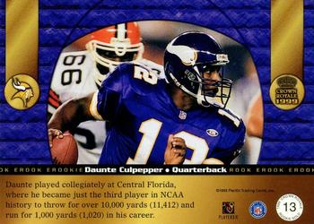 1999 Pacific Crown Royale - Rookie Gold #13 Daunte Culpepper Back