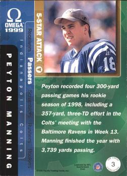1999 Pacific Omega - 5-Star Attack #3 Peyton Manning Back
