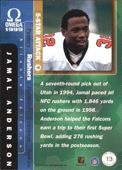 1999 Pacific Omega - 5-Star Attack #13 Jamal Anderson Back