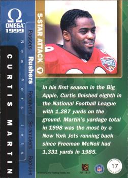 1999 Pacific Omega - 5-Star Attack #17 Curtis Martin Back