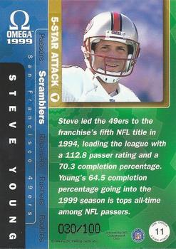 1999 Pacific Omega - 5-Star Attack Foils #11 Steve Young Back