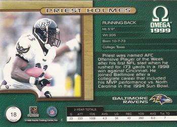 1999 Pacific Omega - Copper #18 Priest Holmes Back