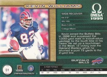 1999 Pacific Omega - Copper #31 Kevin Williams Back