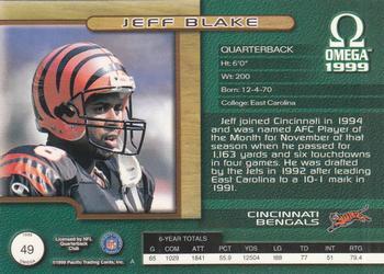 1999 Pacific Omega - Copper #49 Jeff Blake Back