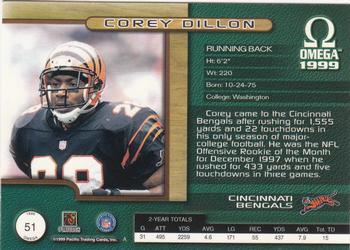 1999 Pacific Omega - Copper #51 Corey Dillon Back