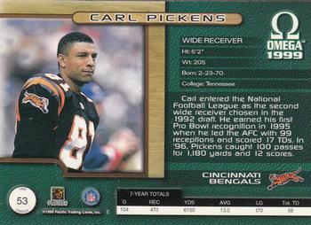 1999 Pacific Omega - Copper #53 Carl Pickens Back