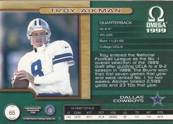 1999 Pacific Omega - Copper #65 Troy Aikman Back