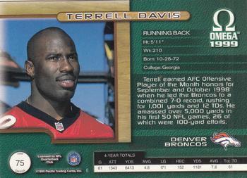 1999 Pacific Omega - Copper #75 Terrell Davis Back