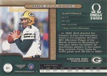 1999 Pacific Omega - Copper #91 Brett Favre Back