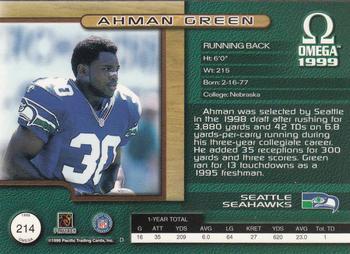 1999 Pacific Omega - Copper #214 Ahman Green Back
