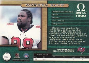 1999 Pacific Omega - Copper #233 Warren Sapp Back