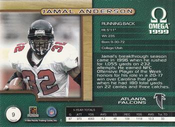 1999 Pacific Omega - Gold #9 Jamal Anderson Back