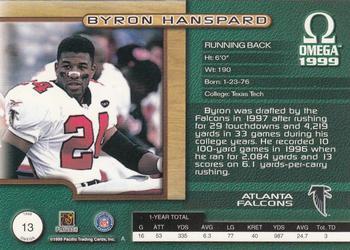 1999 Pacific Omega - Gold #13 Byron Hanspard Back