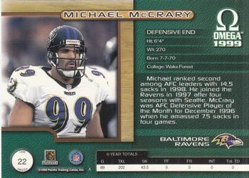 1999 Pacific Omega - Gold #22 Michael McCrary Back
