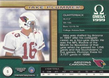 1999 Pacific Omega - Platinum Blue #5 Jake Plummer Back