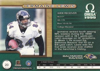 1999 Pacific Omega - Platinum Blue #20 Jermaine Lewis Back